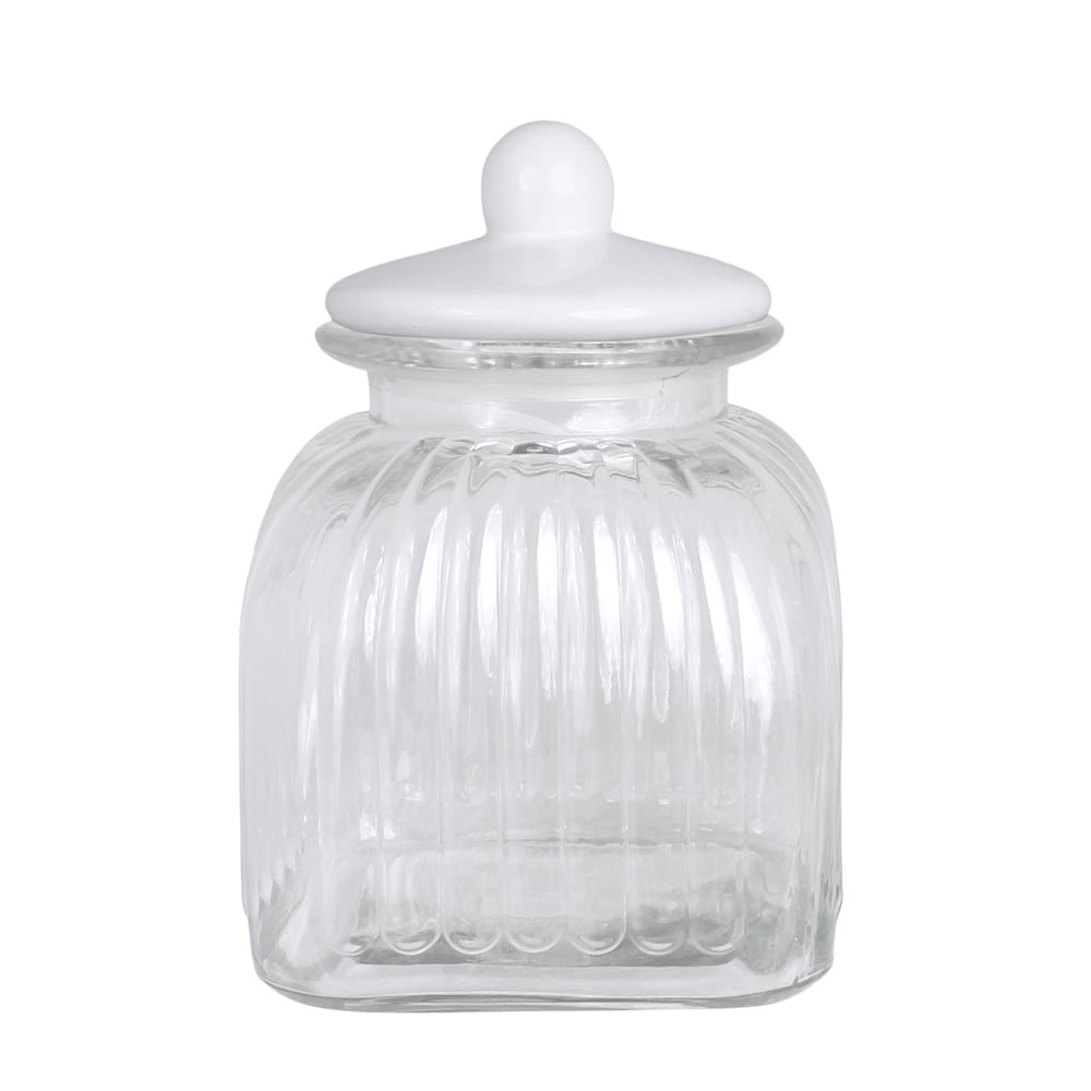 Glass Jar w. Porcelain Lid Low