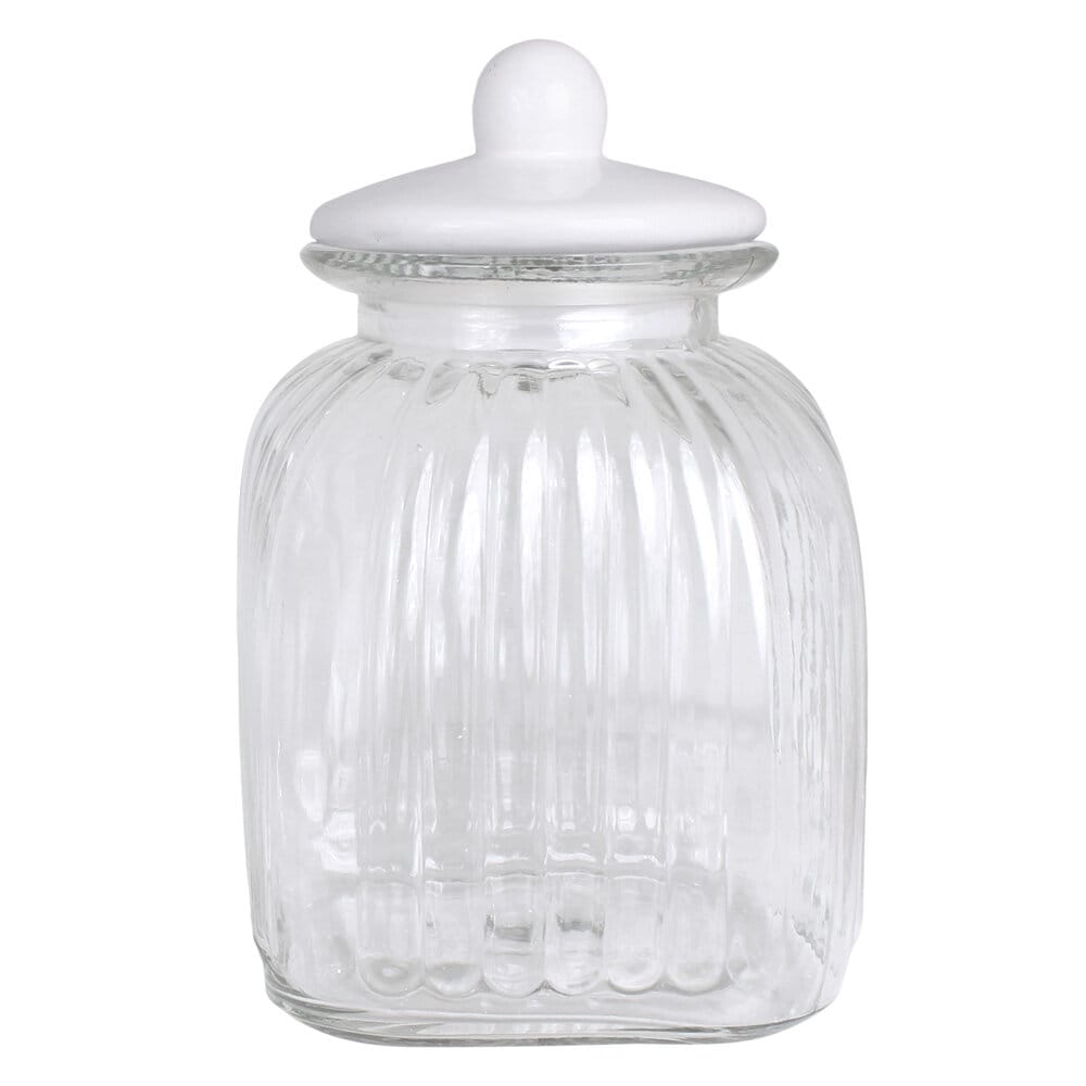 Glass Jar w. Porcelain Lid High