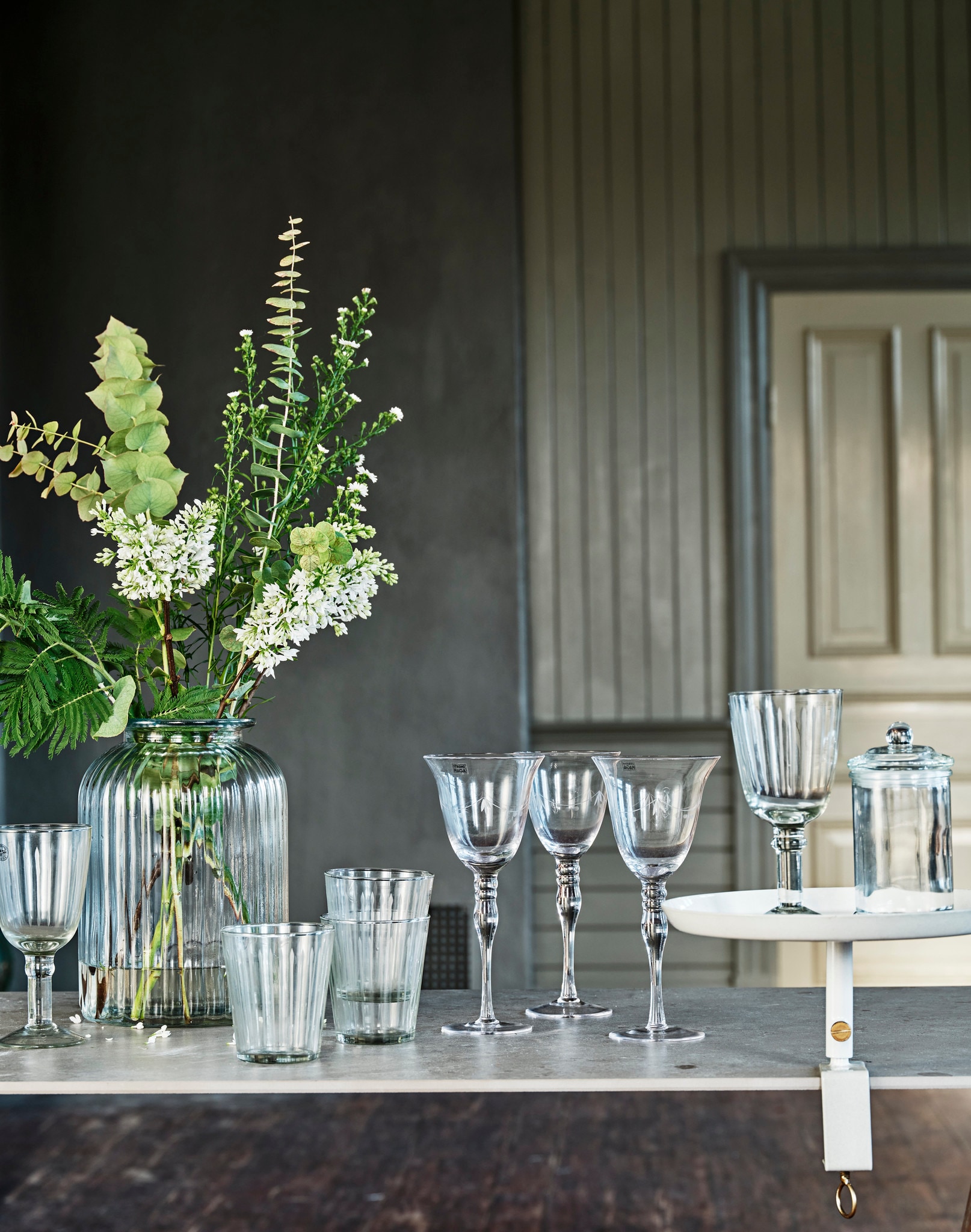 Wine Glass Etched Stripe