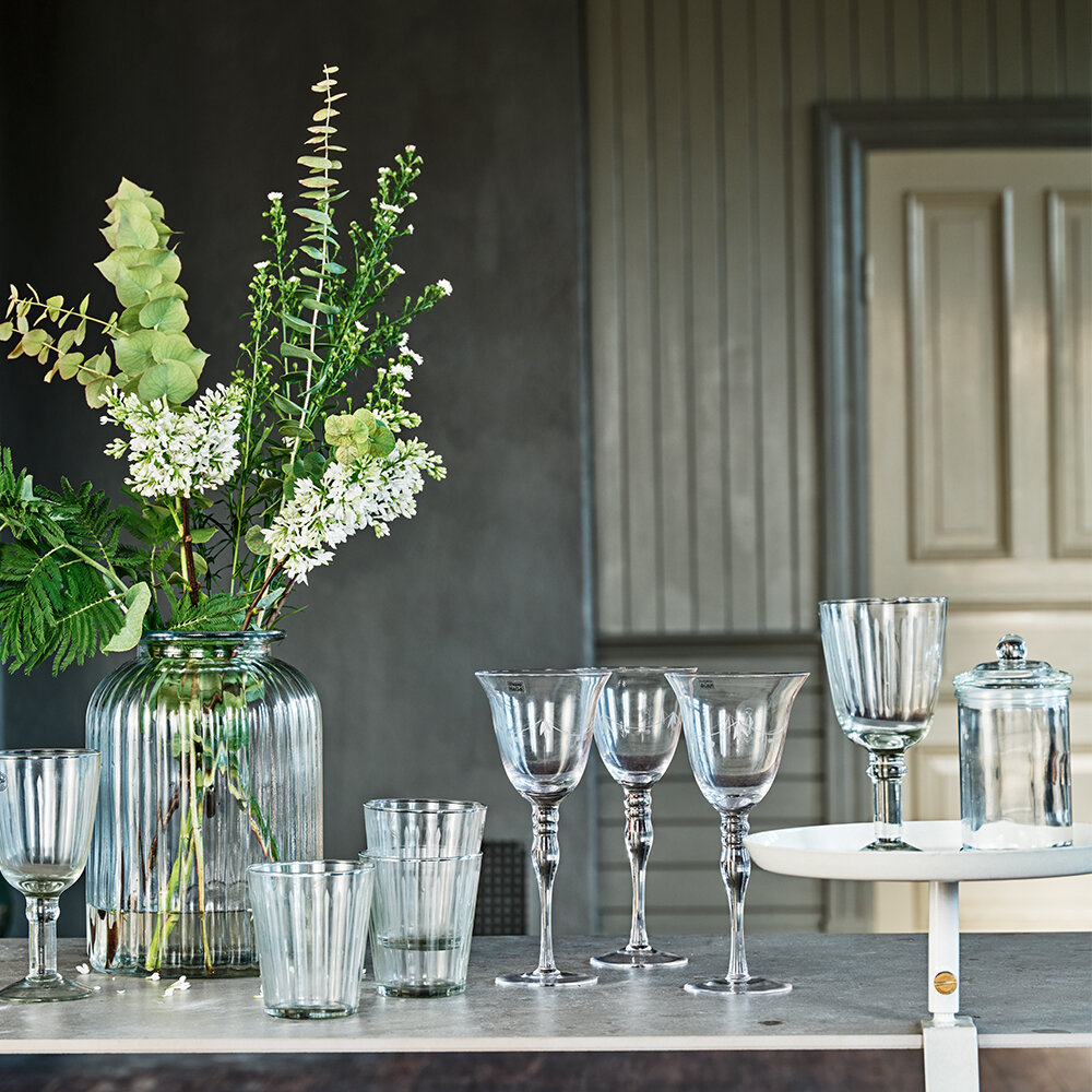 Drinking Glass Large Etched Stripe