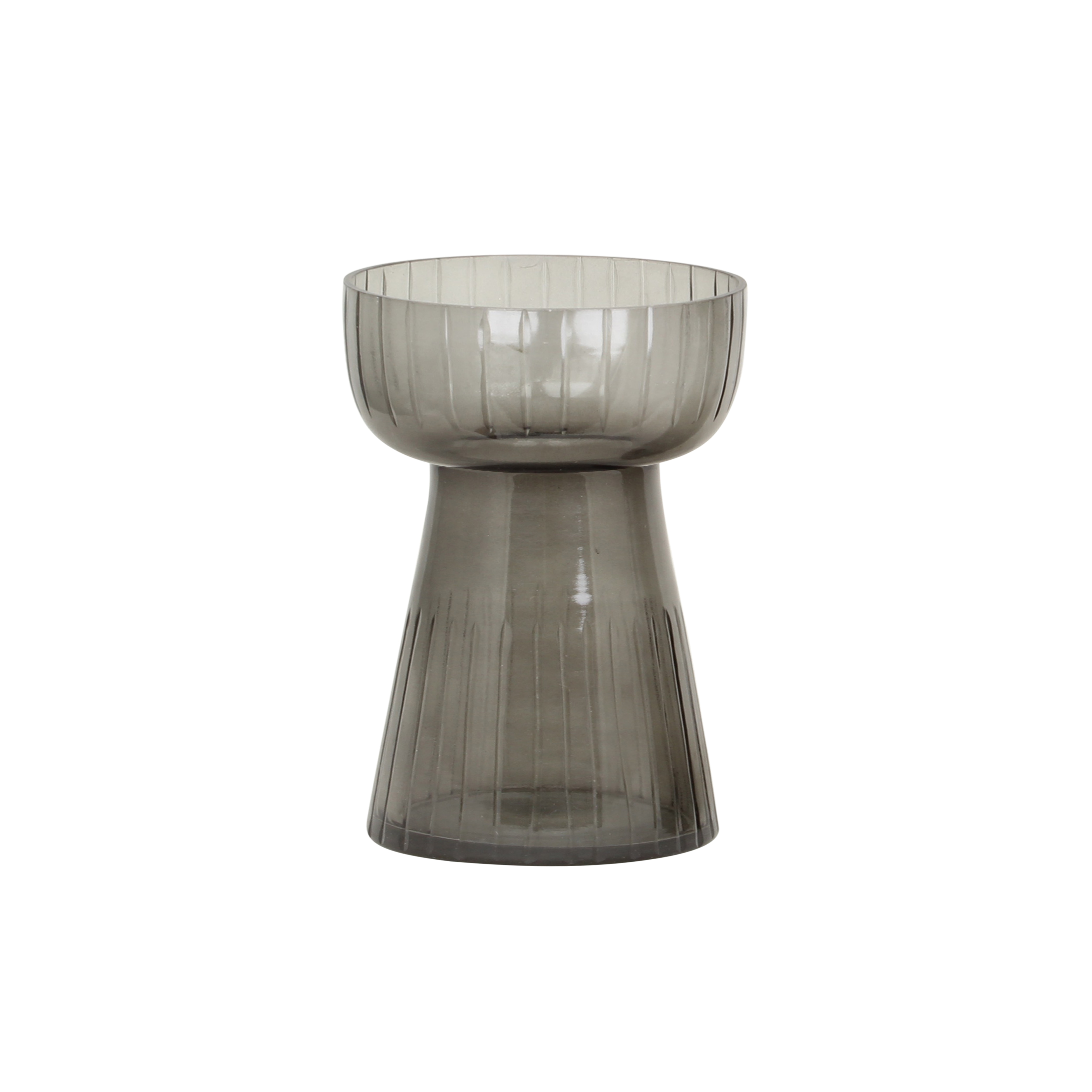 Hyacinth Vase Etched Stripe Low Grey