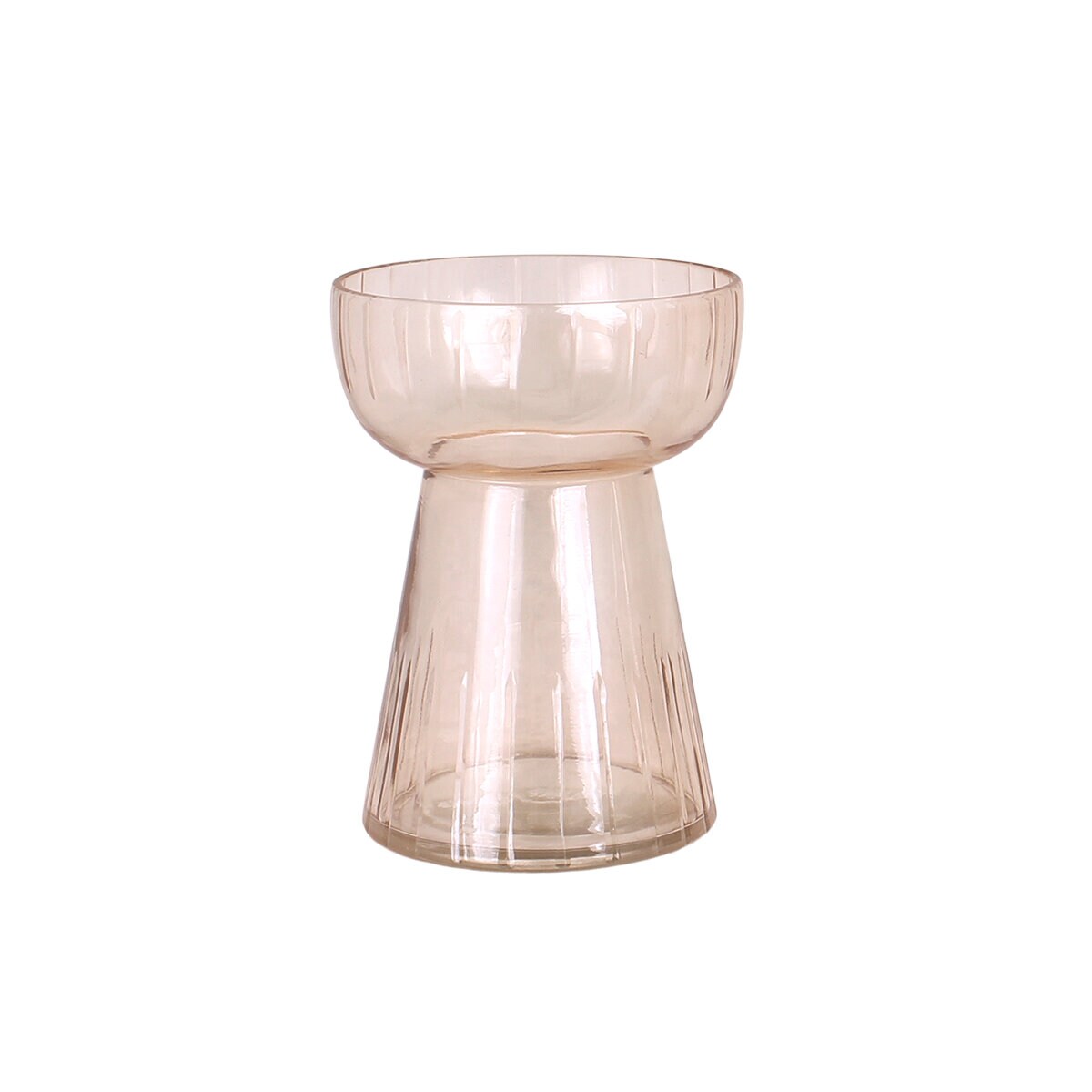 Hyacinth Vase Etched Stripe Low Ash Rose