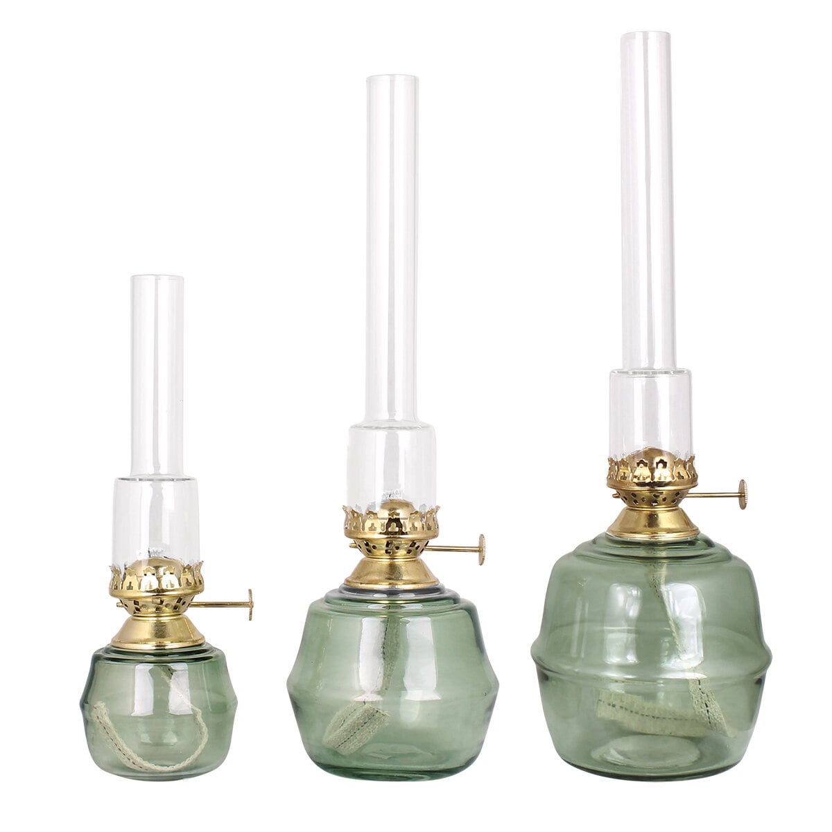 Kerosene Lamp Majken Green Brass Medium