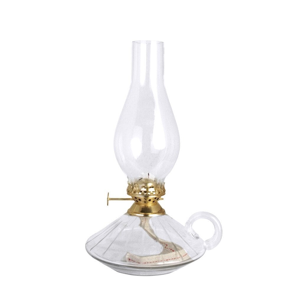 Kerosene Lamp Etched Stripe w. Handle - Large