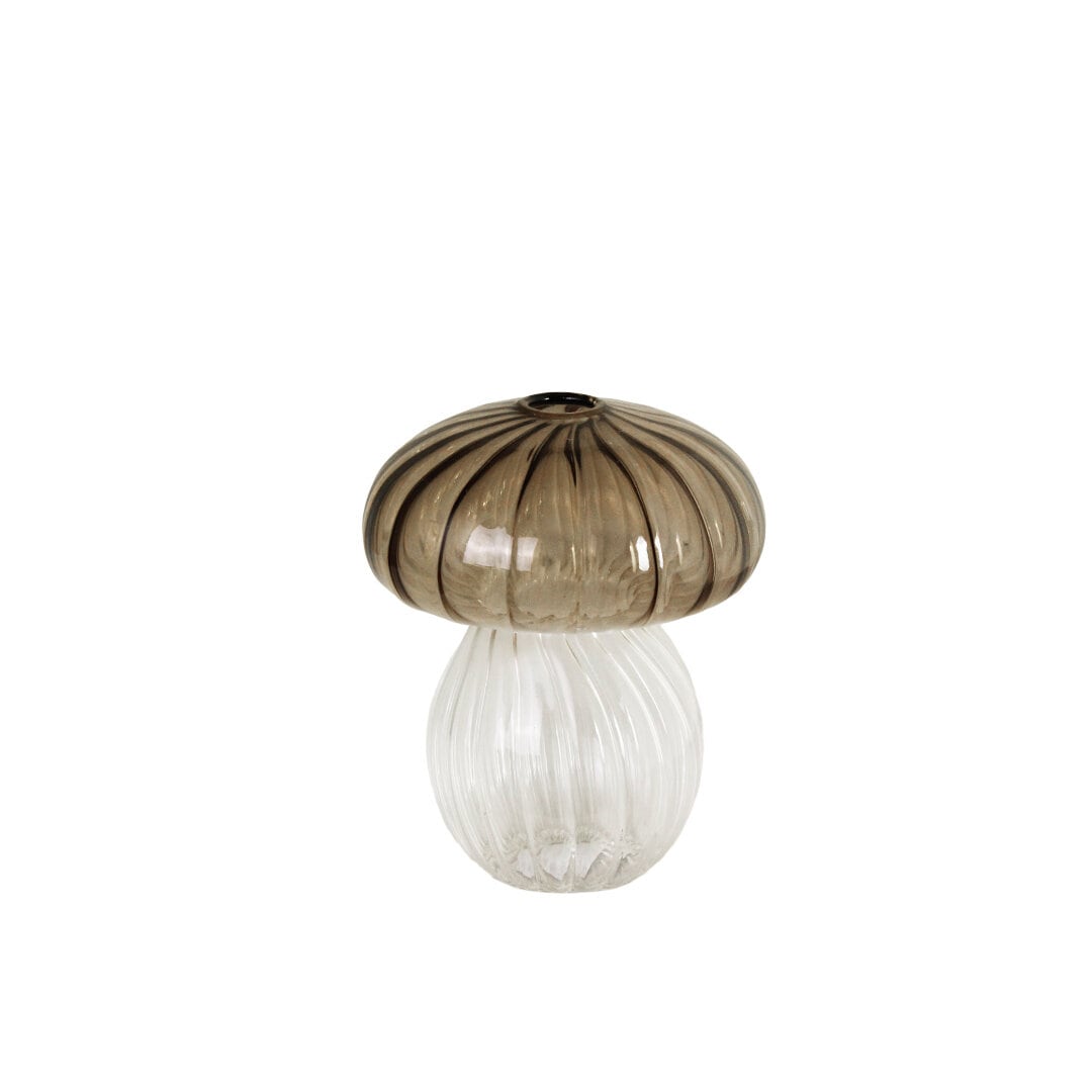 Decorative Vase Mushroom Brown Low
