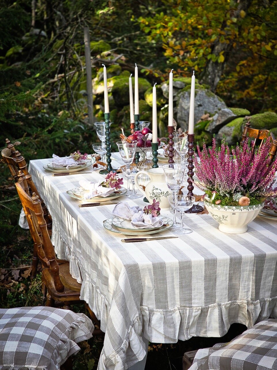 Table Cloth Ida Stripe Beige/White