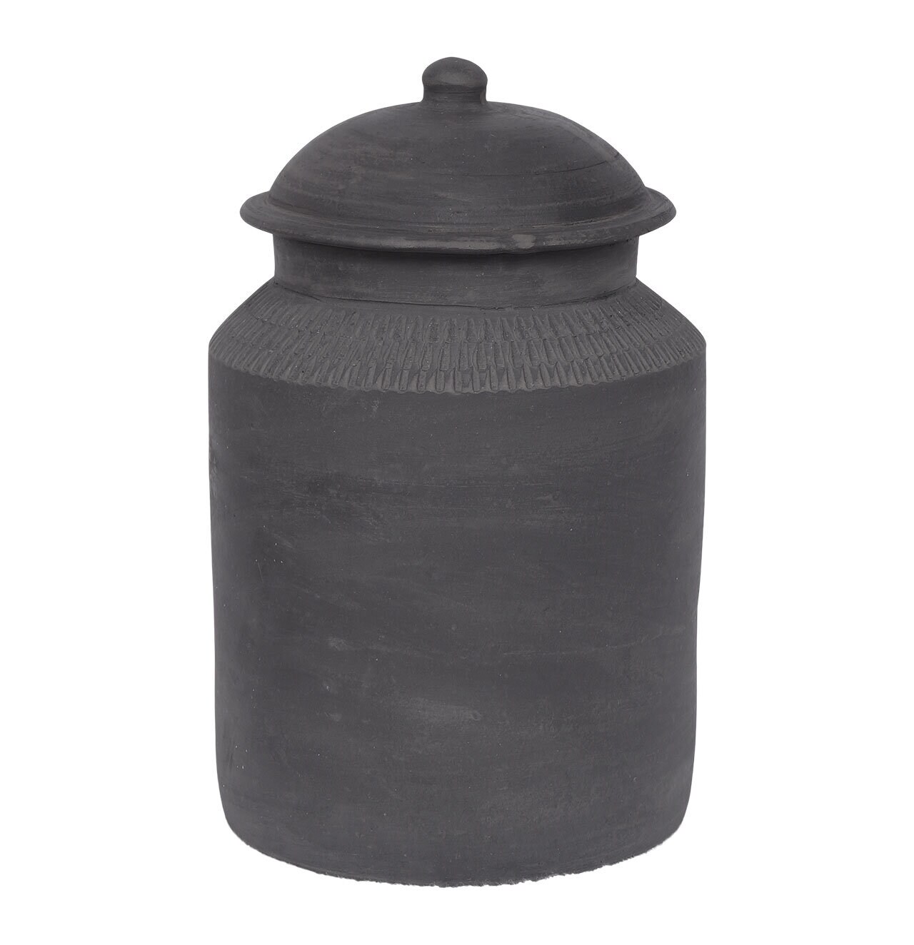 Jar w. Lid Earthenware Black