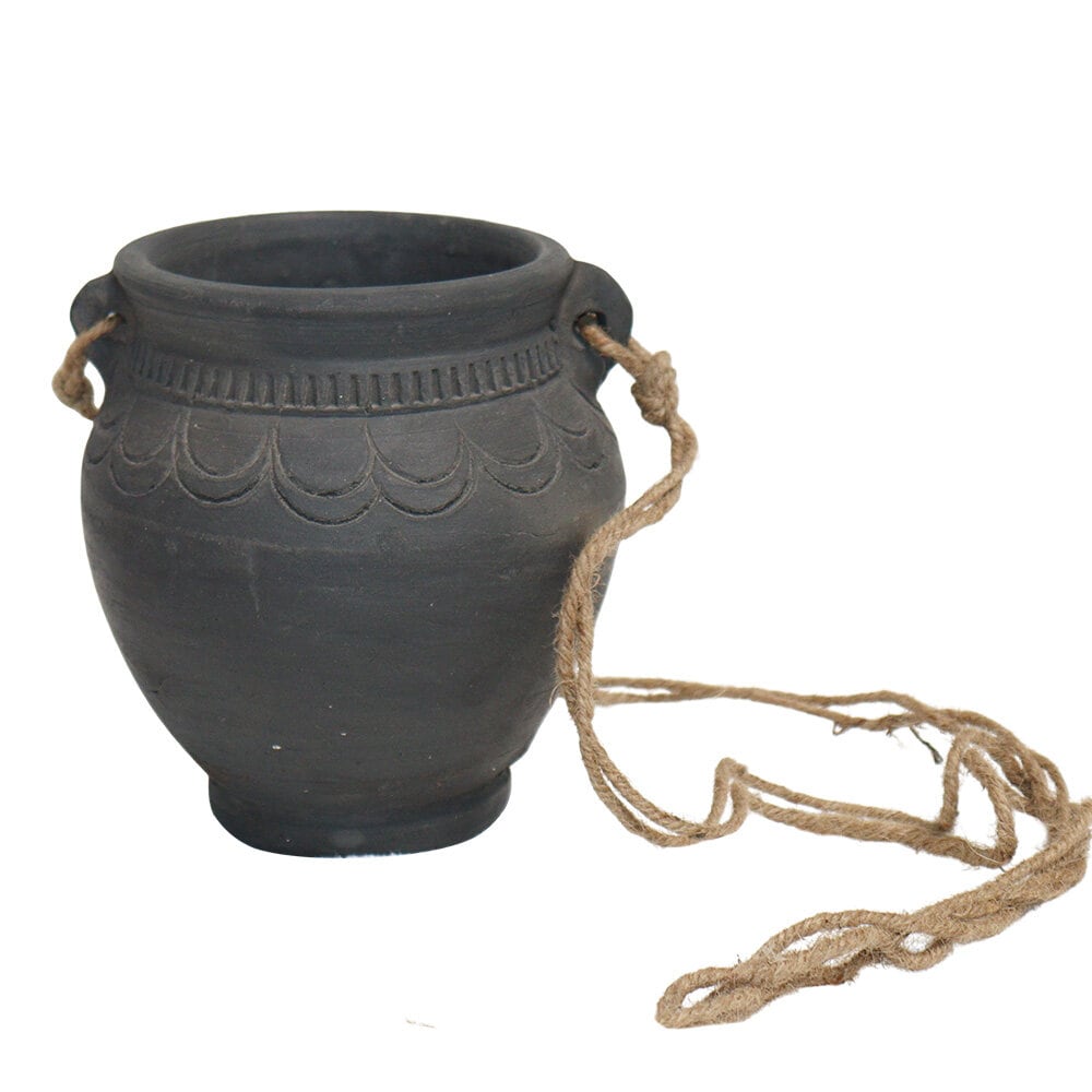 Hanging Planter Earthenware Black Large