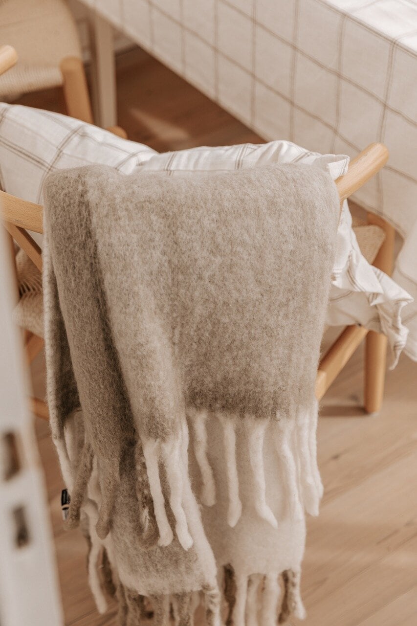 Wool Plaid Rut Beige/White