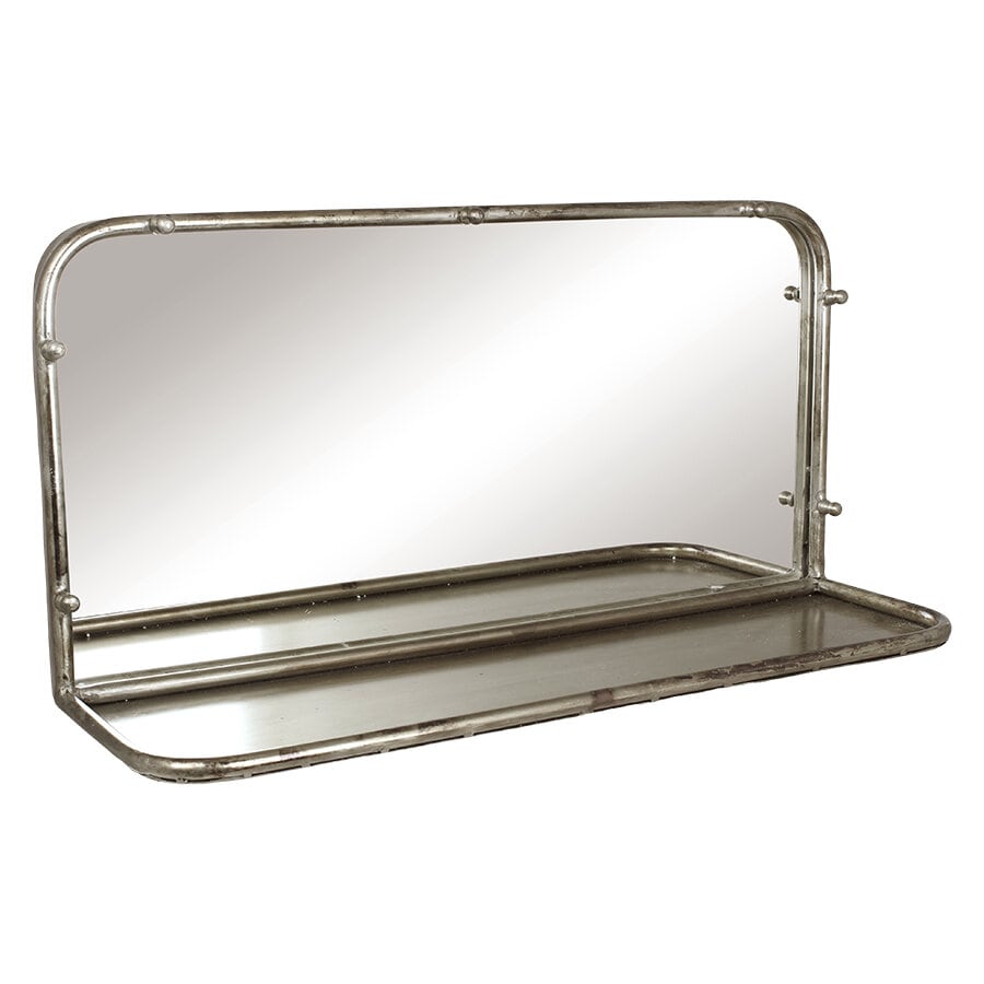 Mirror Karin w. Shelf Antique Silver Wide