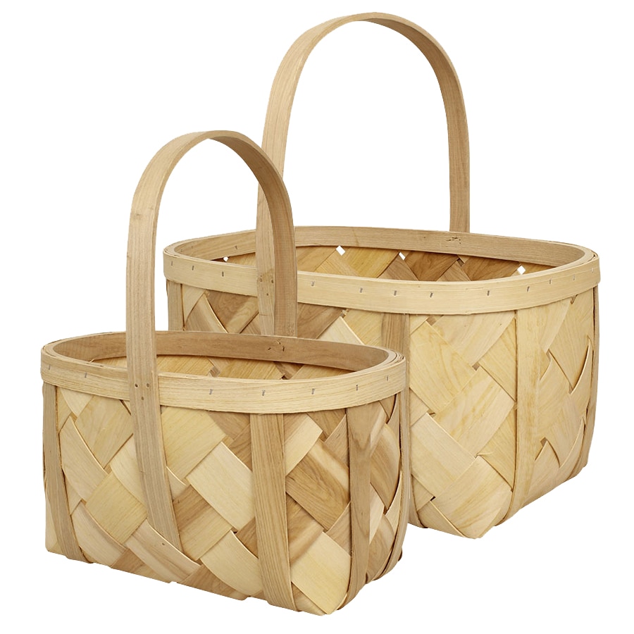 Wood Basket Oval S/2