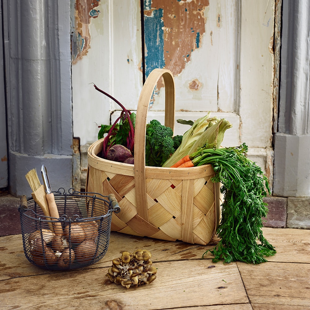 Wood Basket Oval S/2 Natural