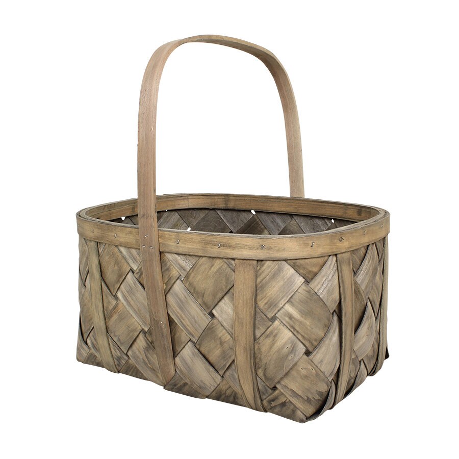 Wood Basket Oval S/2 Grey