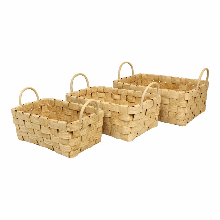 Wooden Basket Rectangular S/3