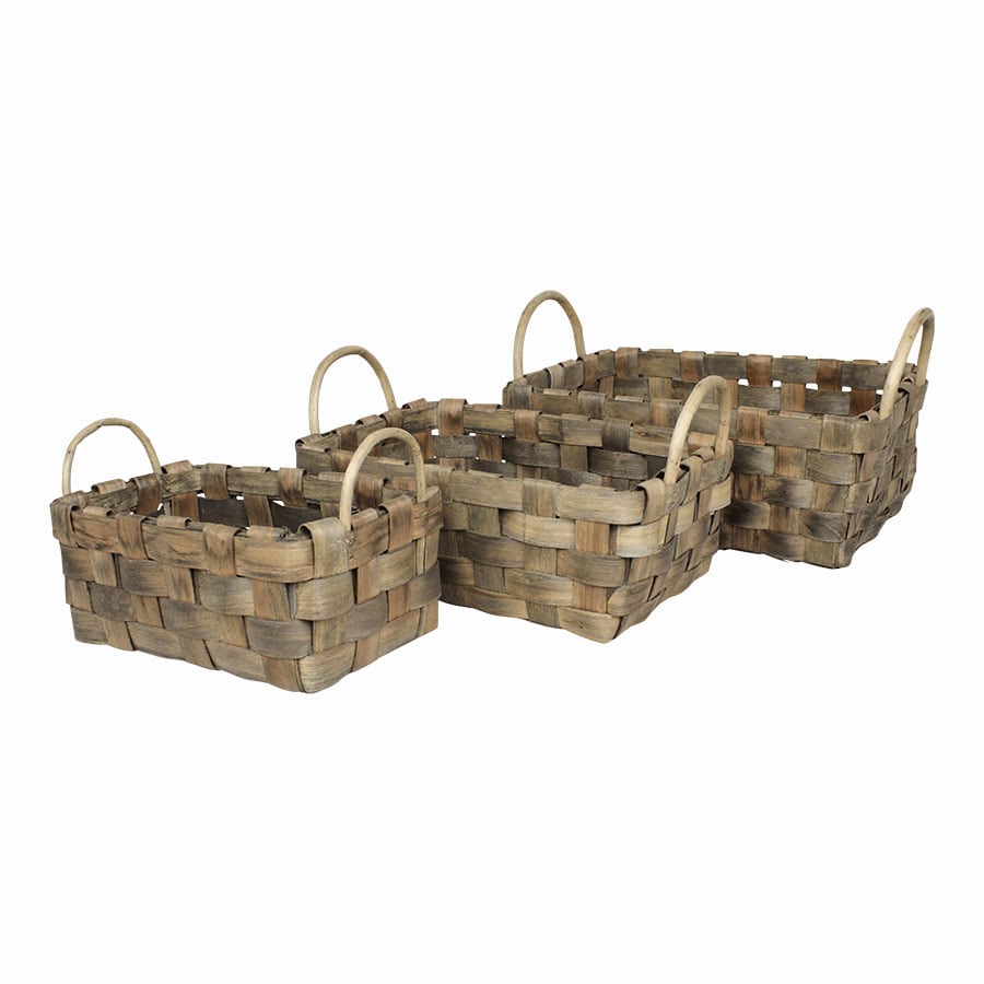 Wooden Basket Rectangular S/3