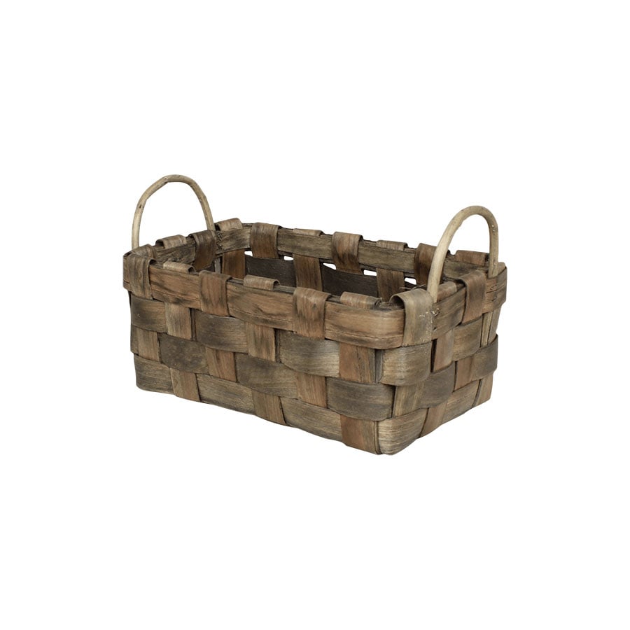 Wooden Basket Rectangular S/3 Grey