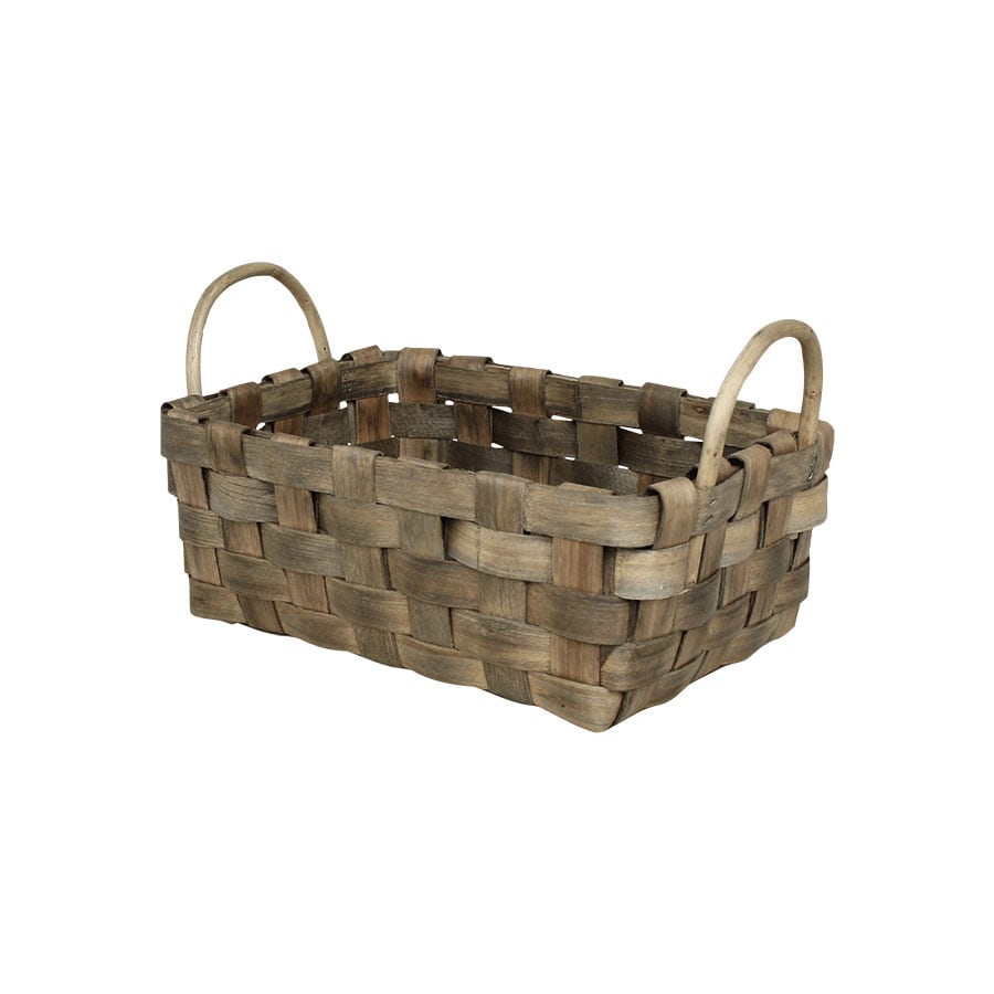 Wooden Basket Rectangular S/3 Grey