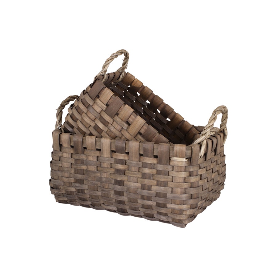 Wood Basket Kerstin Rectangular S/2 Grey