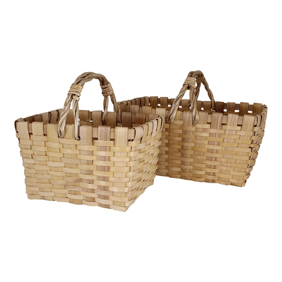 Wood Basket Kerstin w. Handle Nature Small