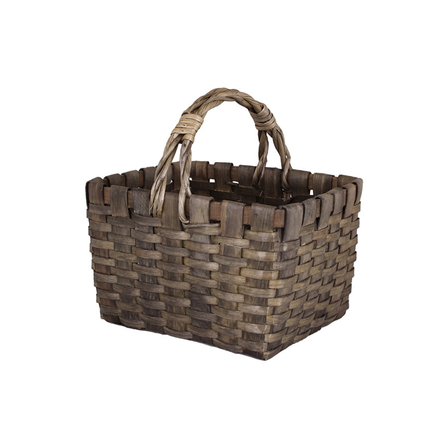 Wood Basket Kerstin w. Handle Grey Small
