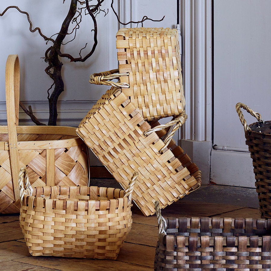 Wood Basket Kerstin w. Handle Nature Large