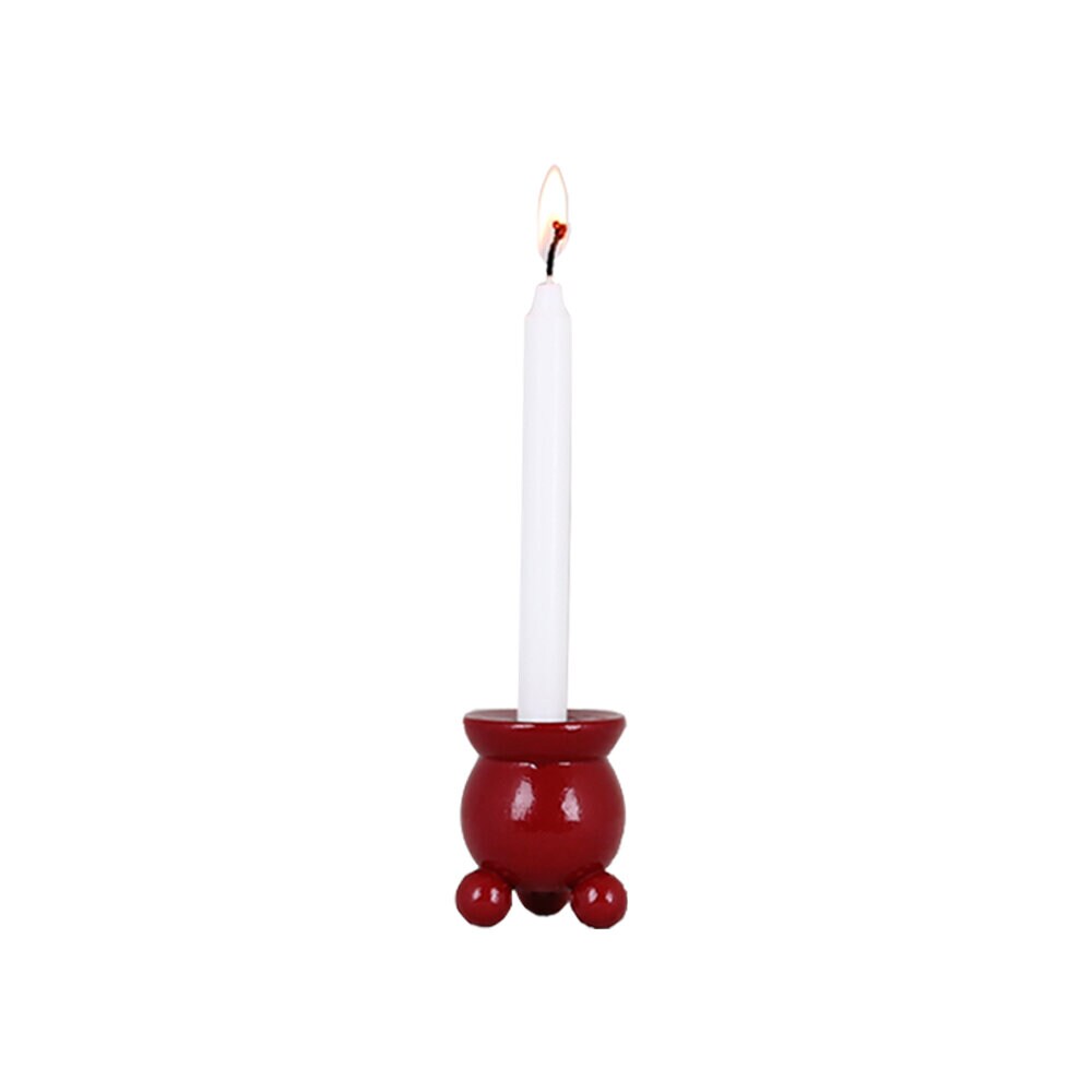 Round Candle Holder for Christmas Candle Red