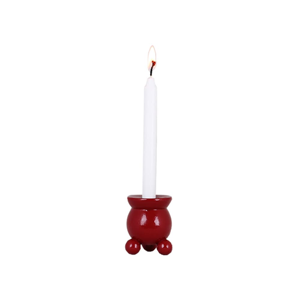 Round Candle Holder for Christmas Candle Red