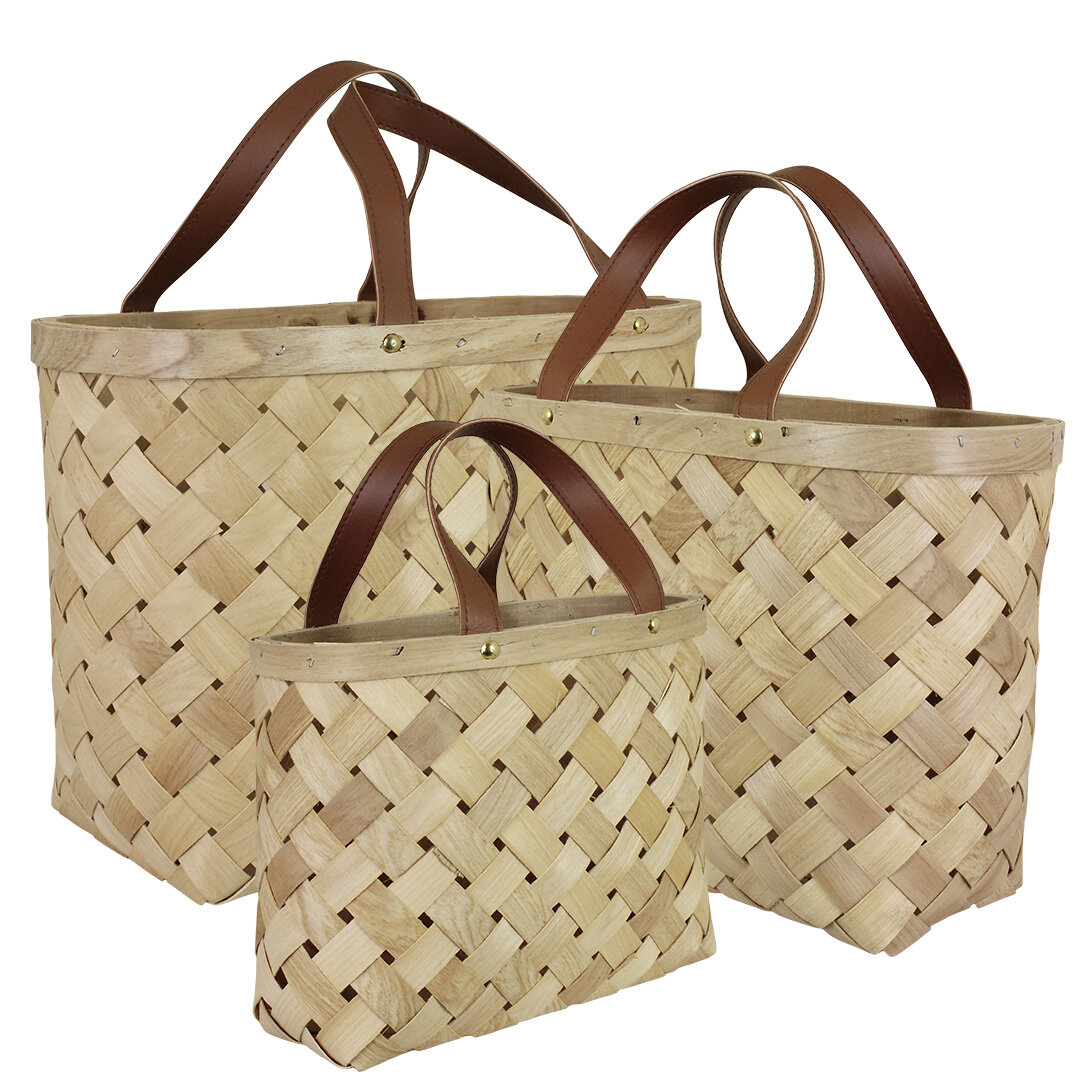 Wooden Basket Monica S/3 Natural