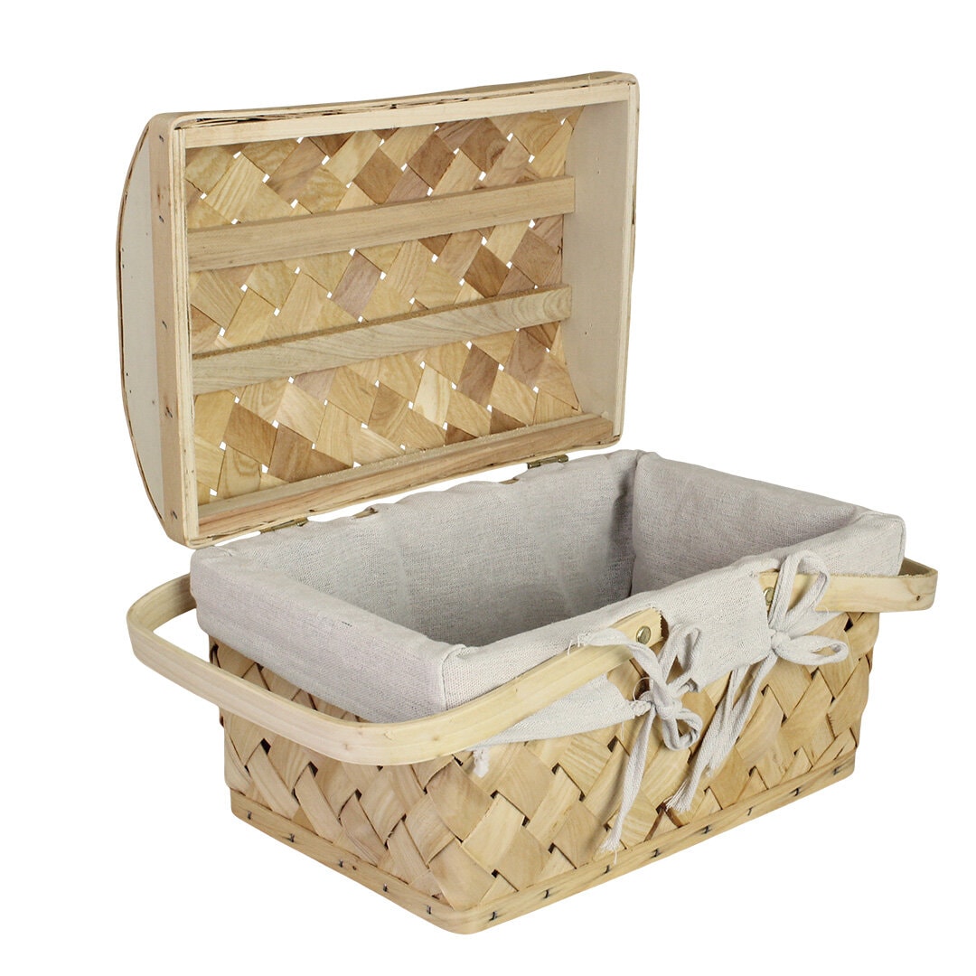 Wood Basket w. Lid Agnes Natural S/2