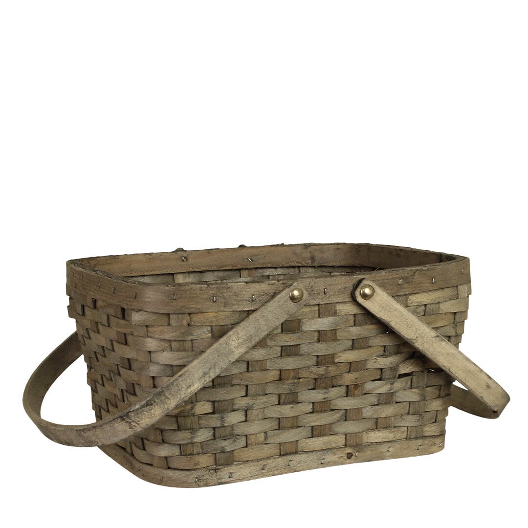 Wood Basket Tuva Grey