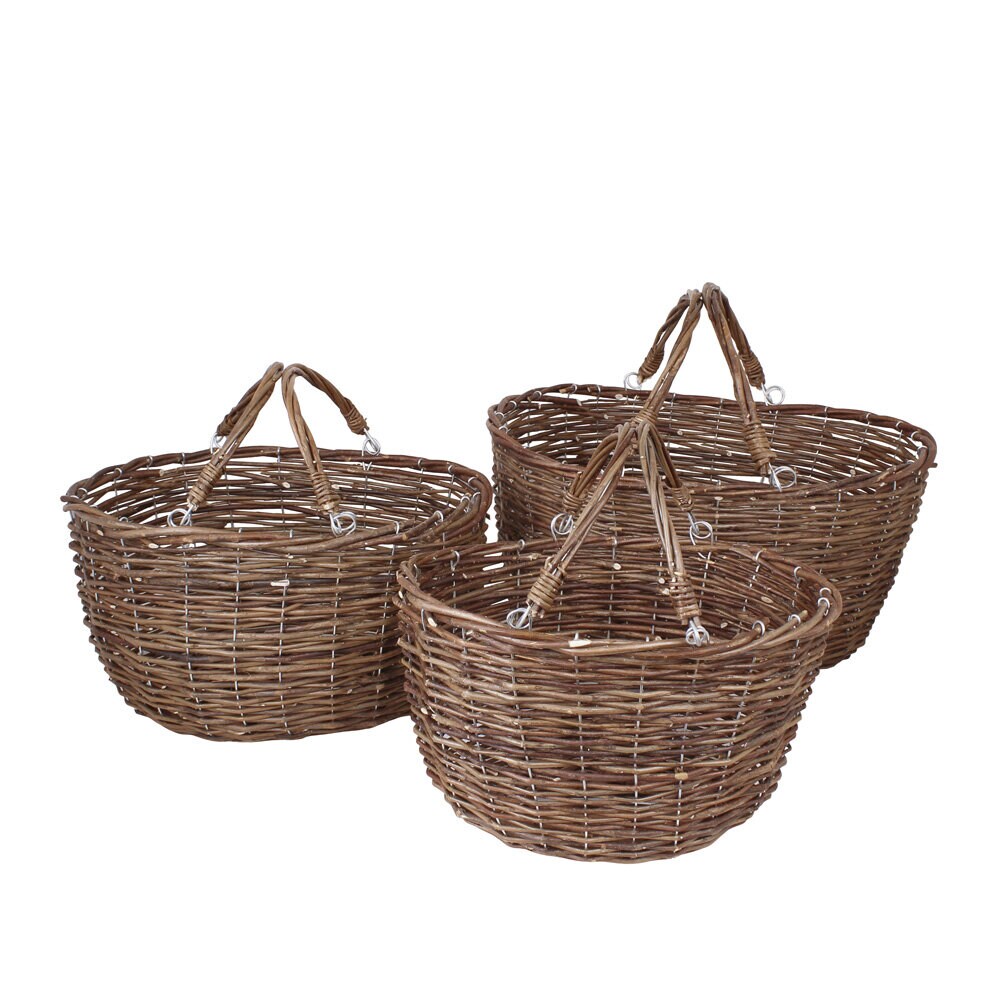 Willow Basket Iris w. 2 Handles S/3