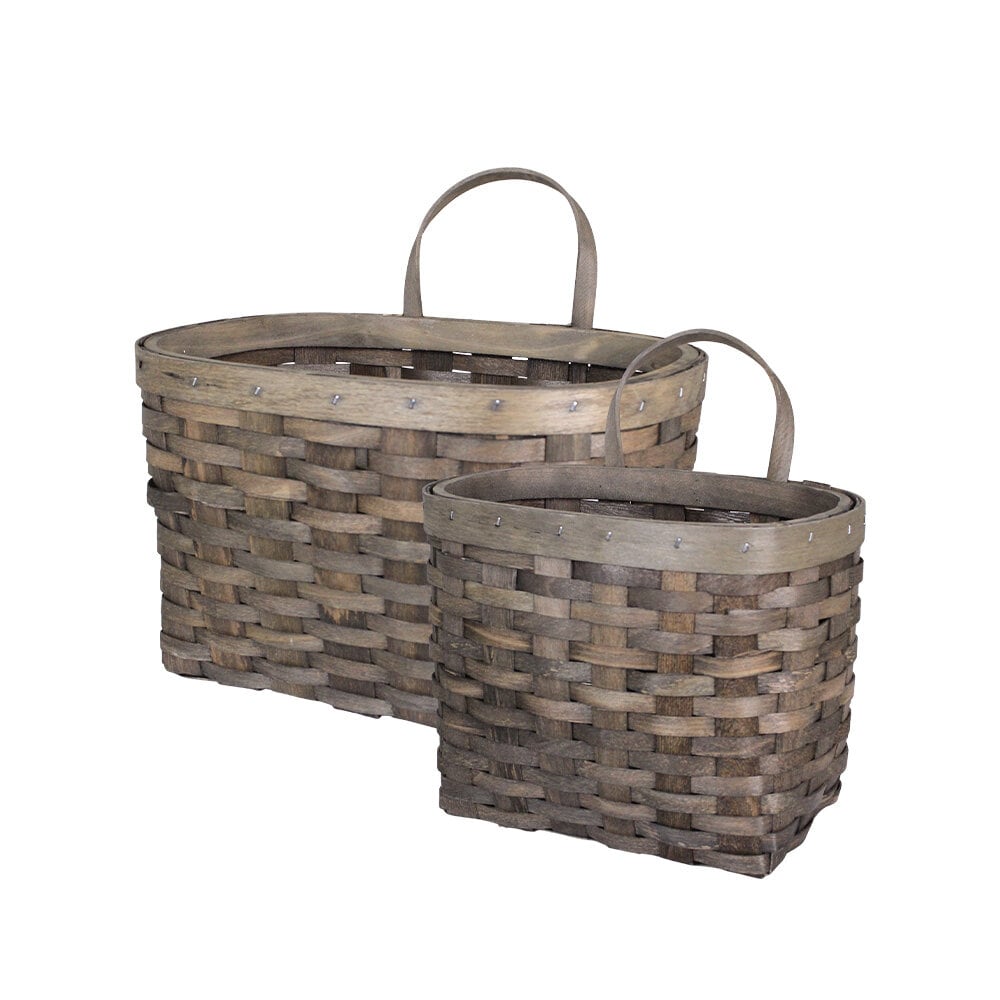 Wood Wall Basket Evy Grey S/2