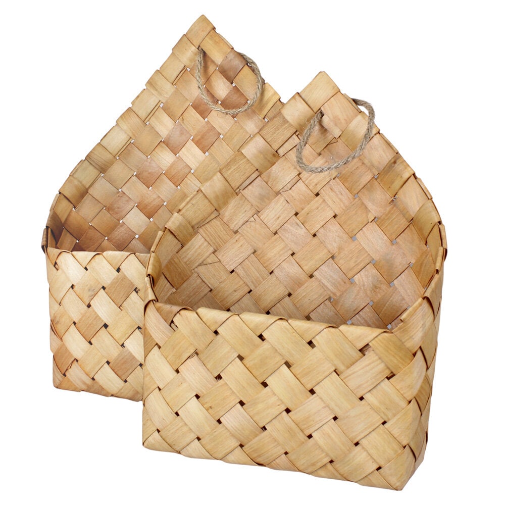 Wood Wall Basket Freja Nature S/2