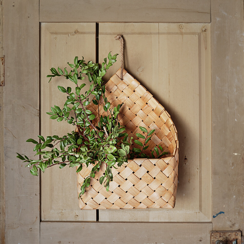 Wood Wall Basket Freja Nature S/2