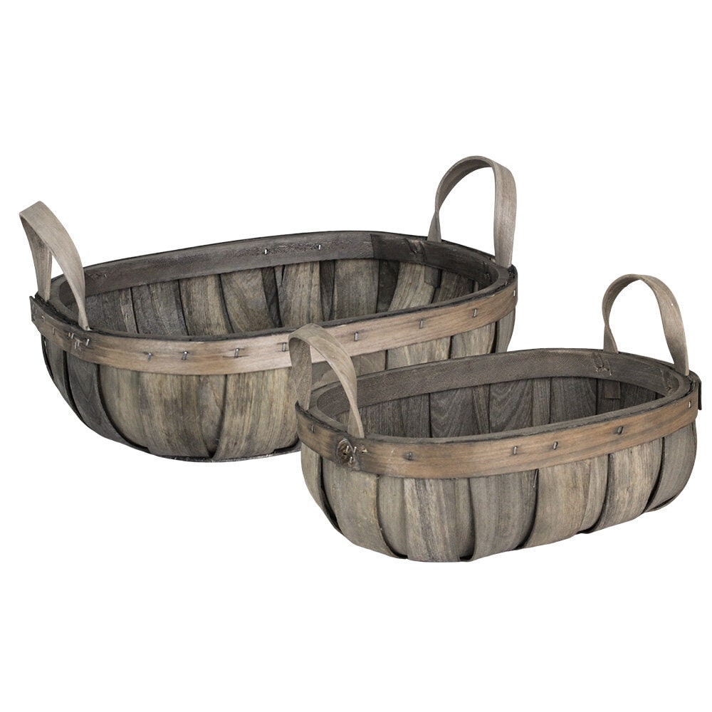 Wood Basket Vanja Grey S/2