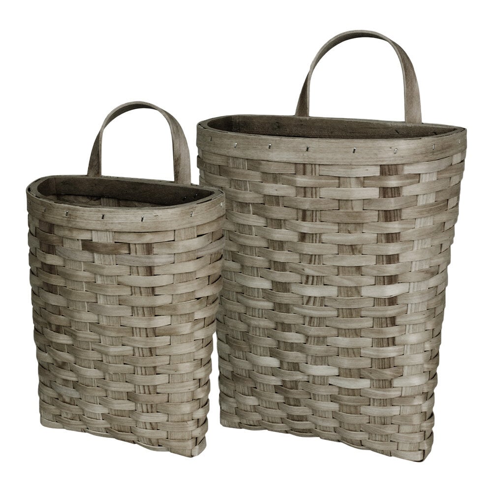 Wood Basket Siri Grey S/2