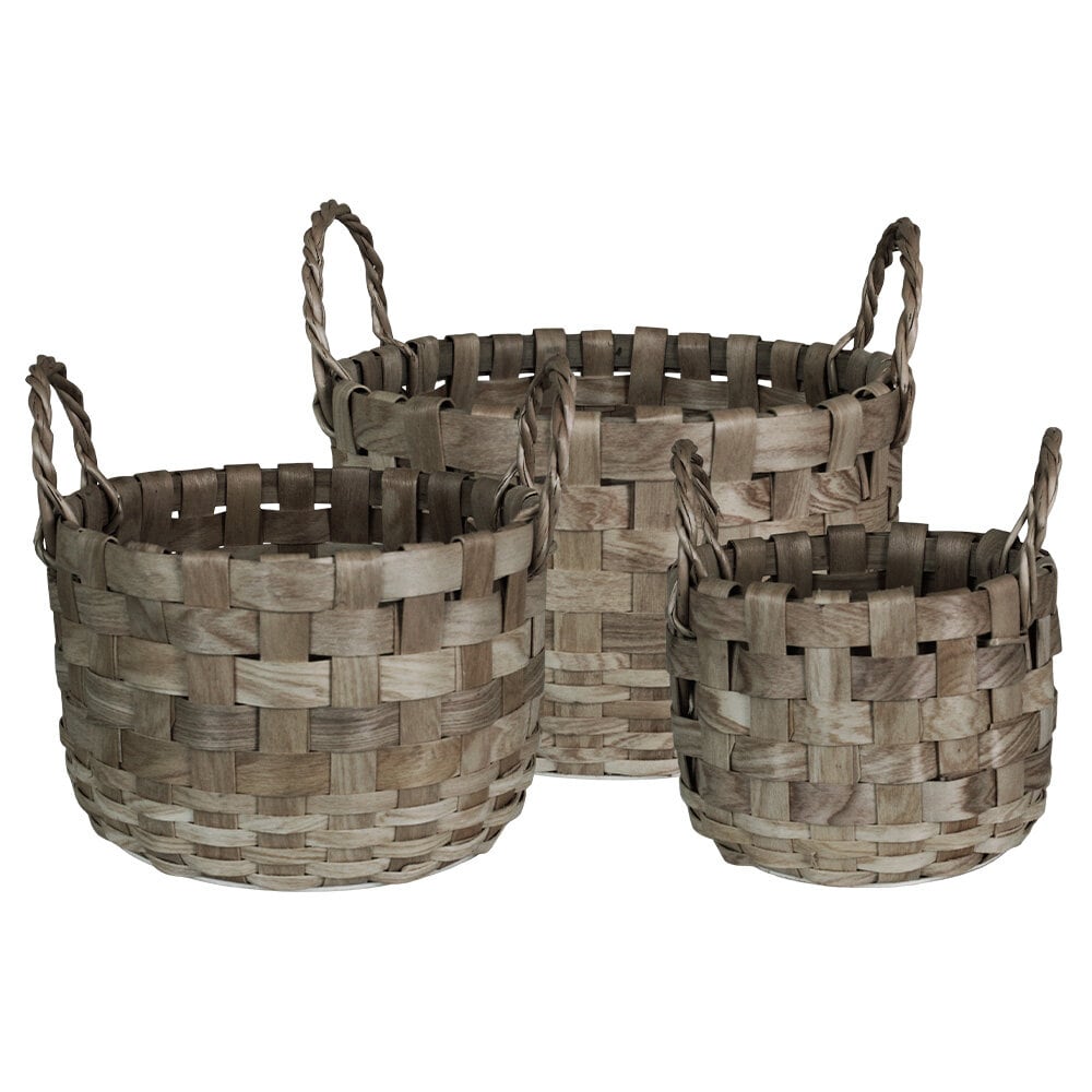Wood Basket Klara Grey S/3