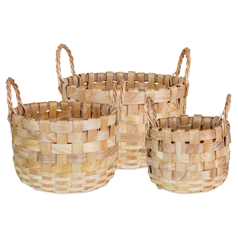 Wood Basket Klara Nature S/3