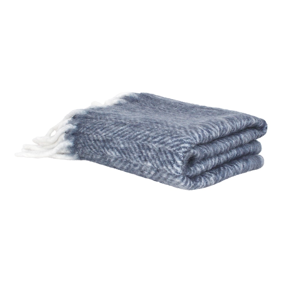 Wool Plaid Blue w. Light Fringes