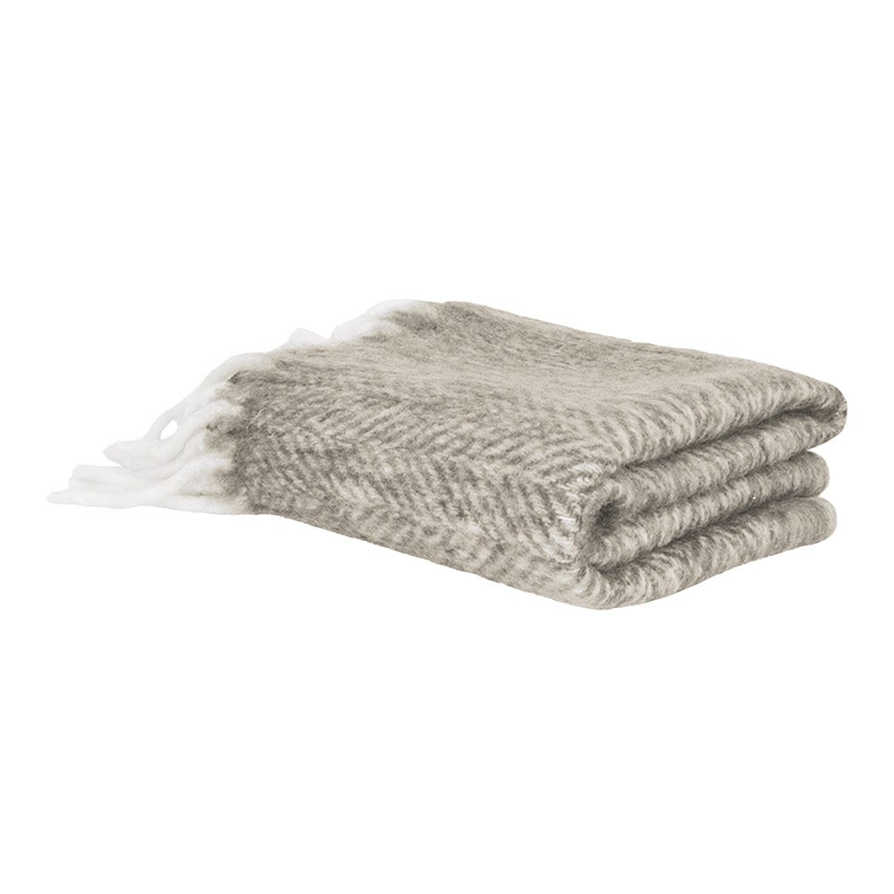 Wool Plaid Beige w. Light Fringes