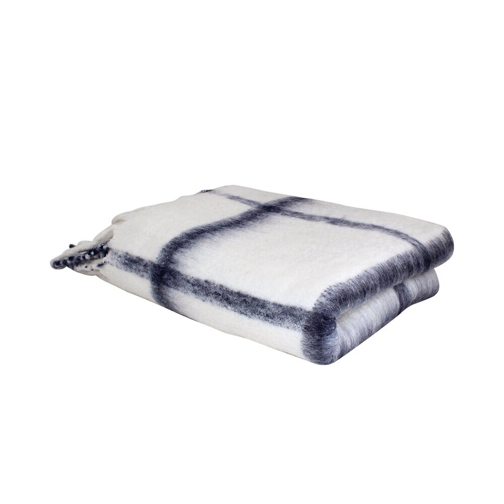 Wool Plaid Viola Dark Blue/White