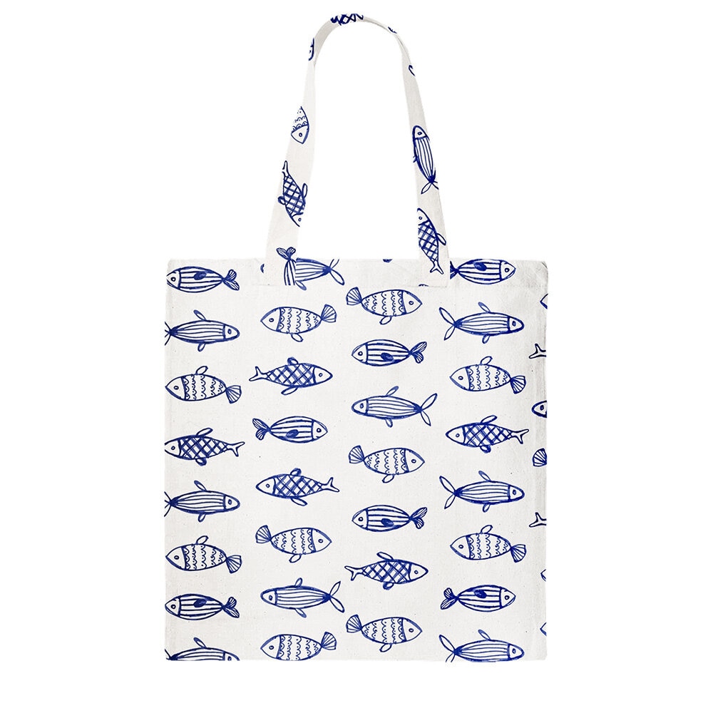 Tote Bag Fiskevik Blue White Str mshaga