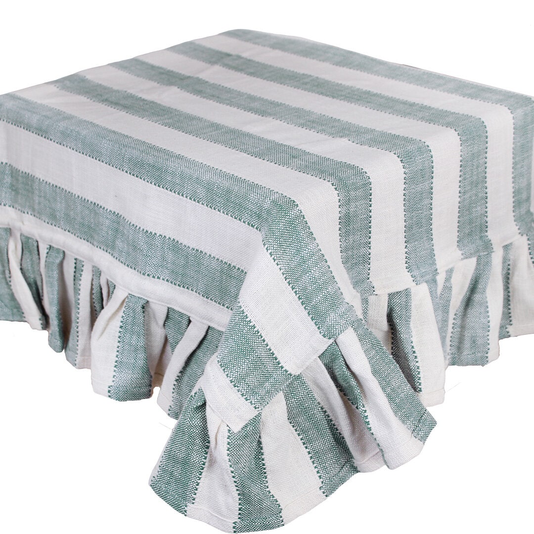 Table Cloth Ida Stripe Green/White