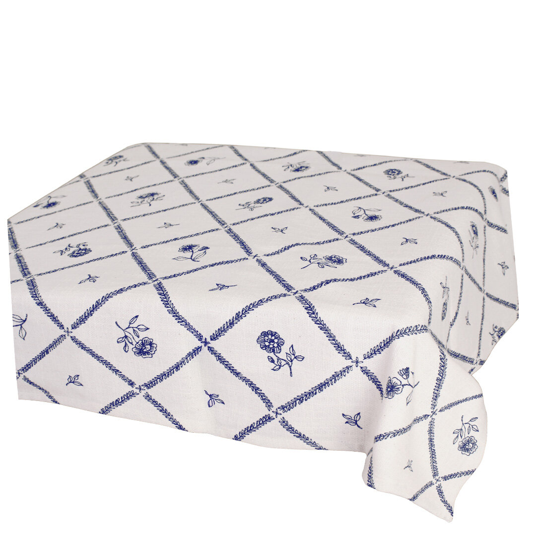 Table Cloth Lovisa 140 x 240 Blue/White