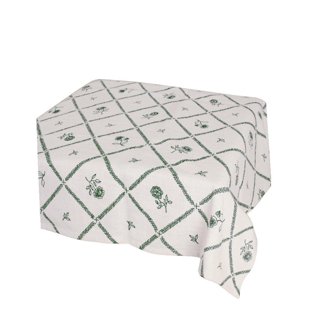 Table Cloth Lovisa 115 x 115 Green/White