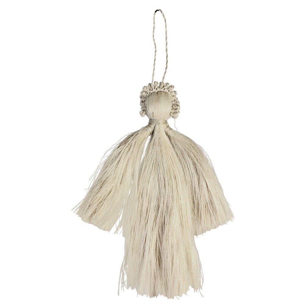Angel ornament Vilma - jute, off-white, large, S/2