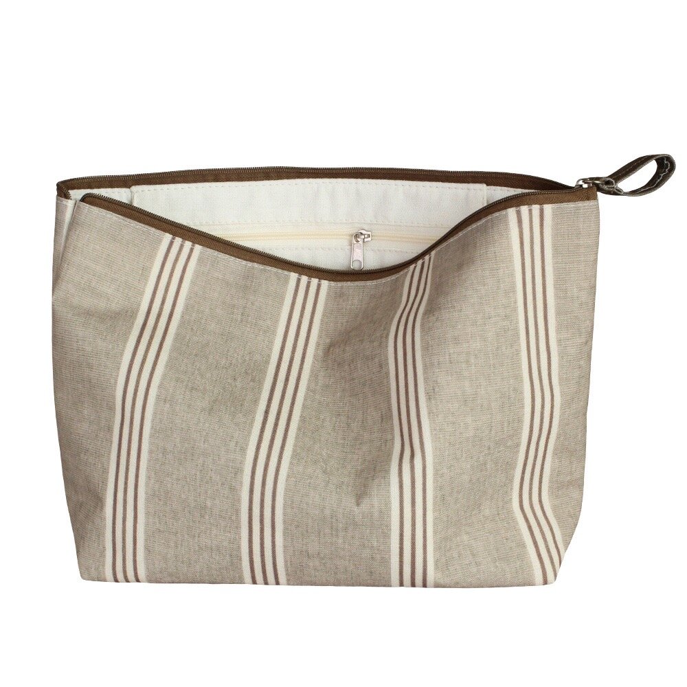 Wash Bag Simona Striped - Brown L