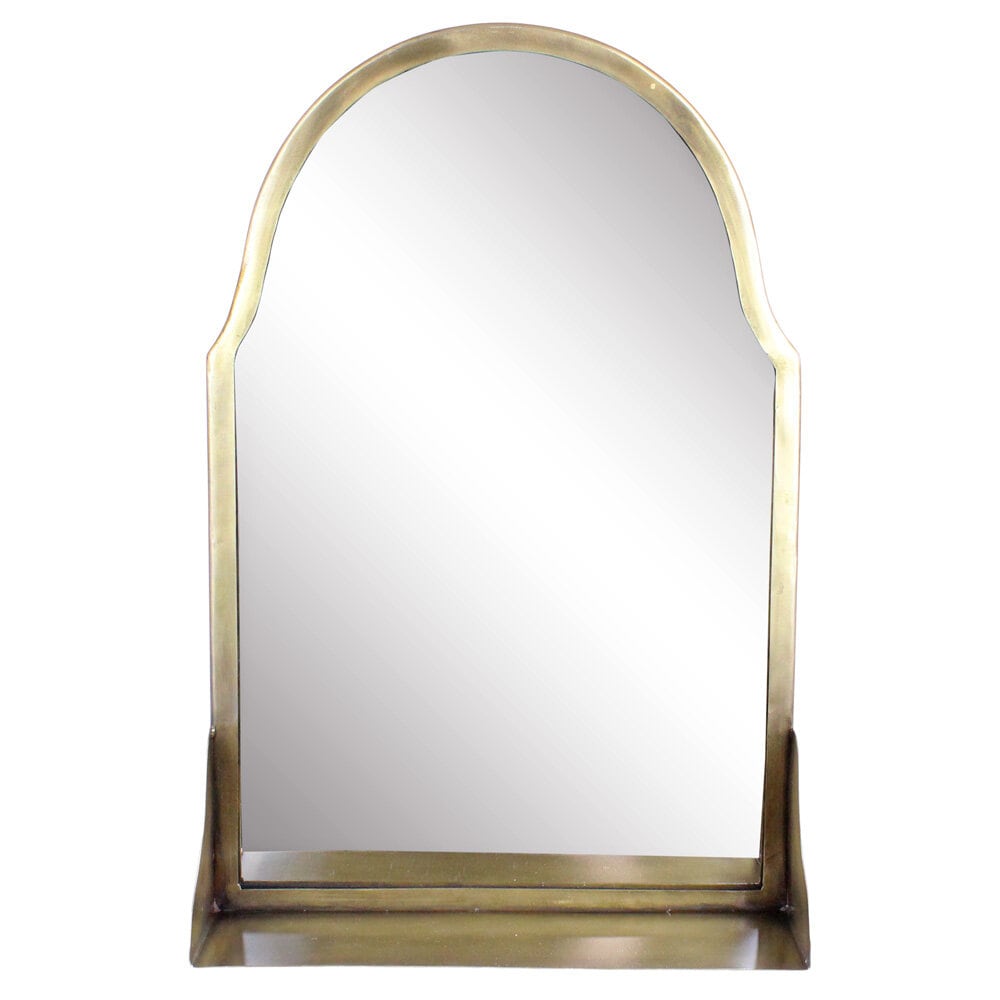 Mirror w. Shelf Antique Brass