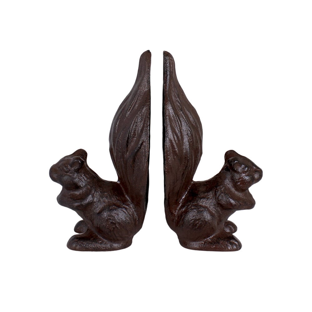 Book End Squirrels S/2 Cast Iron Antique Brown