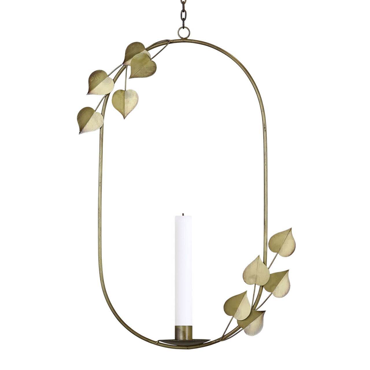 Hanging Candle Holder Leaf Antique Brass